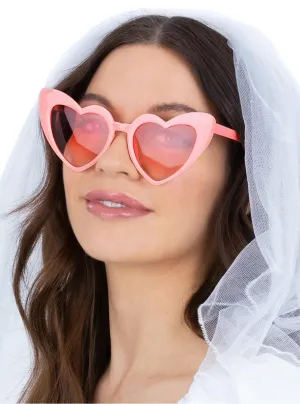 Heart Shaped Womens Pale Pink Costume Glasses