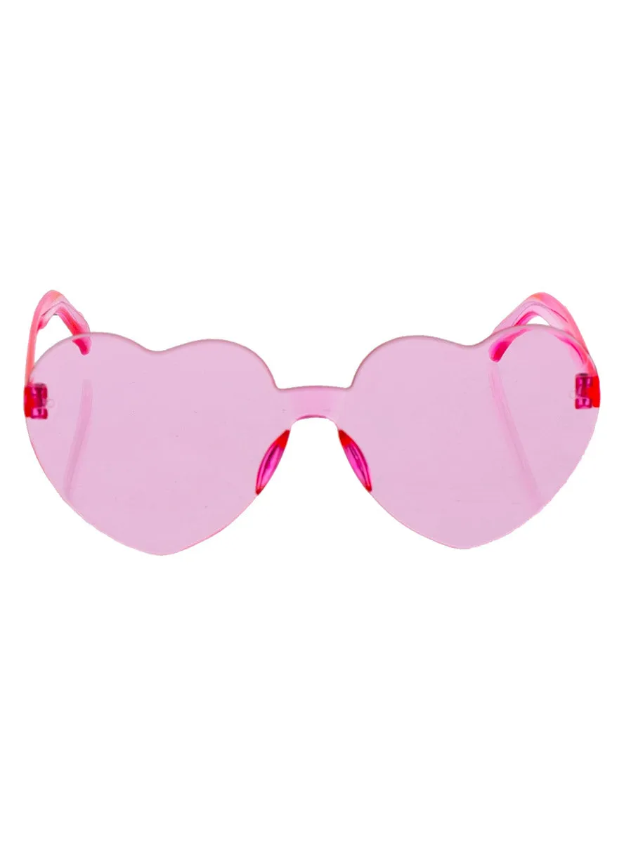 Heart Shaped Womens Pink Frameless Costume Glasses