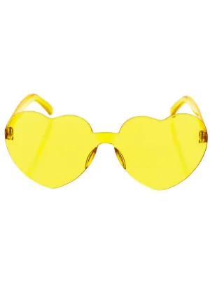 Heart Shaped Womens Yellow Frameless Costume Glasses