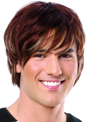 Heartthrob Mens Short Brown Wig with Blonde Highlights