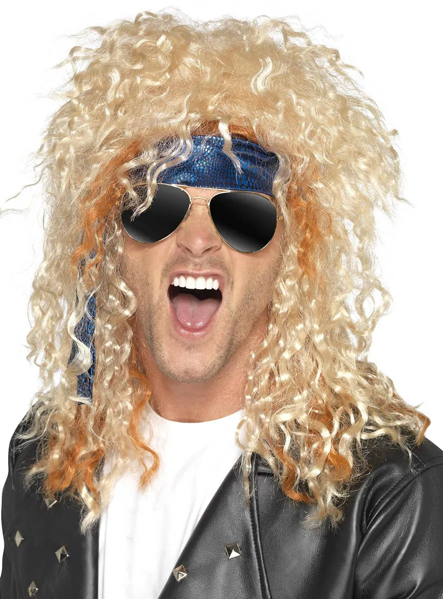 Heavy Metal Blonde 80s Rocker Mullet Costume Wig Kit