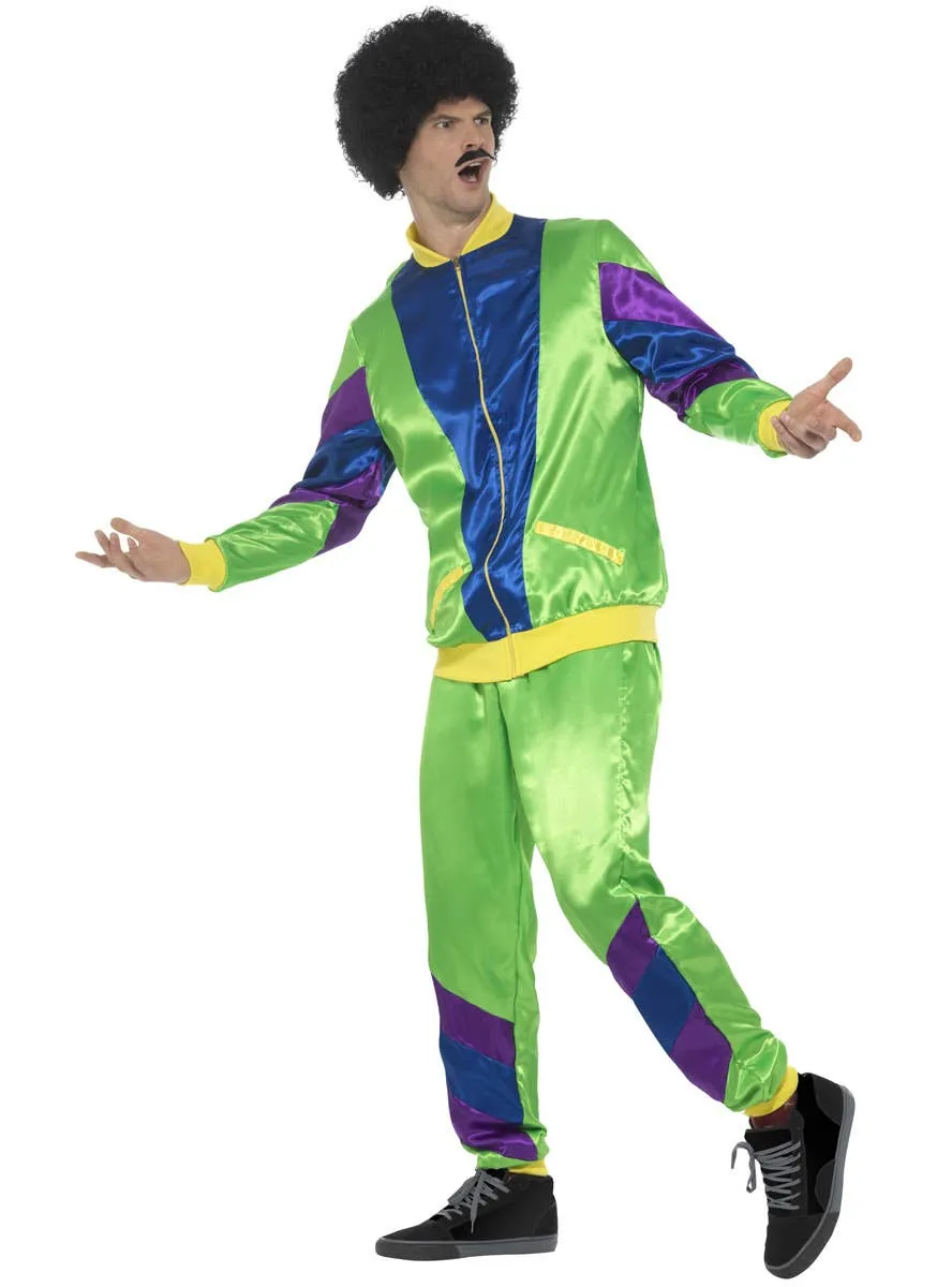 Height Of Fashion Mens 1980s Green Tracksuit Costume