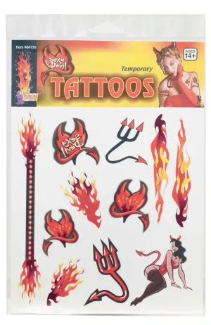 Hellish Devil Fake Tattoo Sheet Accessory