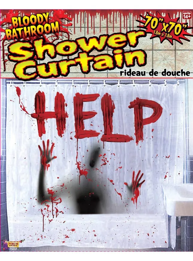 Help Blood Splattered Halloween Shower Curtain