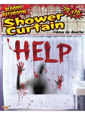 Help Blood Splattered Halloween Shower Curtain