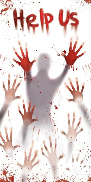 Help Us Haunted House Halloween Door Cover