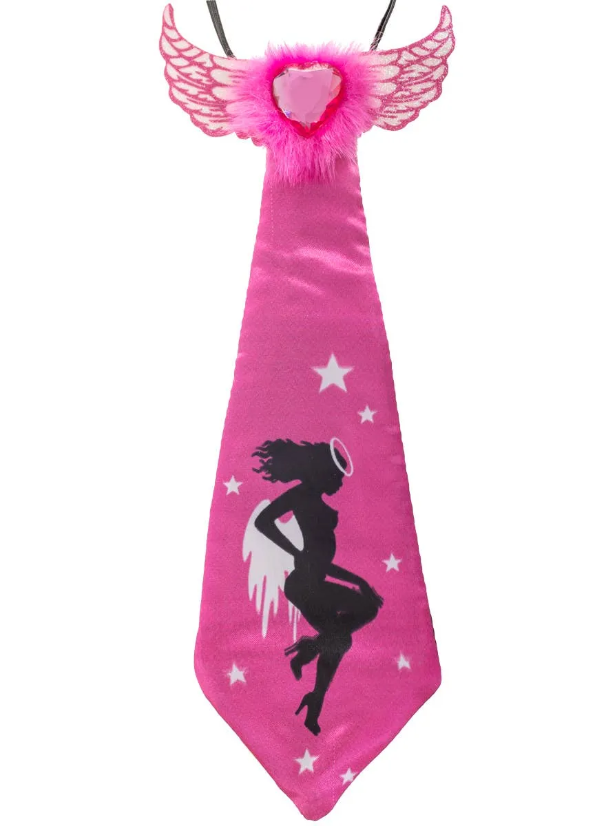 Hens Night Hot Pink Satin Neck Tie on Elastic