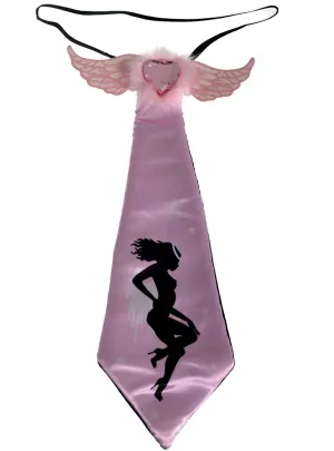 Hens Night Light Pink Satin Neck Tie on Elastic
