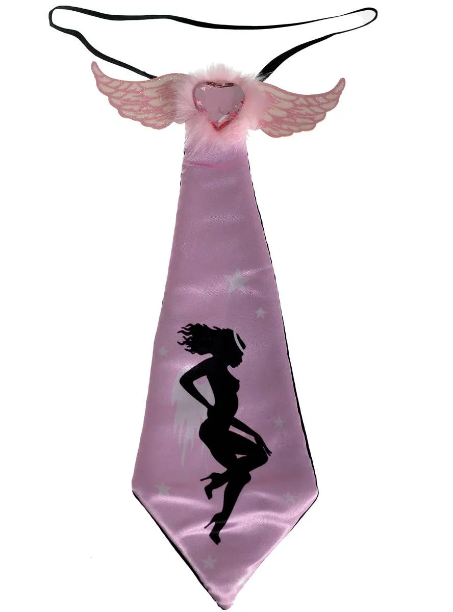 Hens Night Light Pink Satin Neck Tie on Elastic