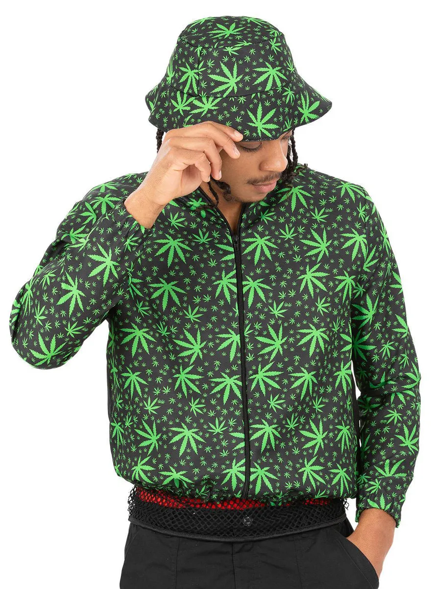 High on Life Mens 90s Green Leaf Costume Jacket