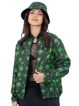 High on Life Womens 90s Green Leaf Costume Jacket