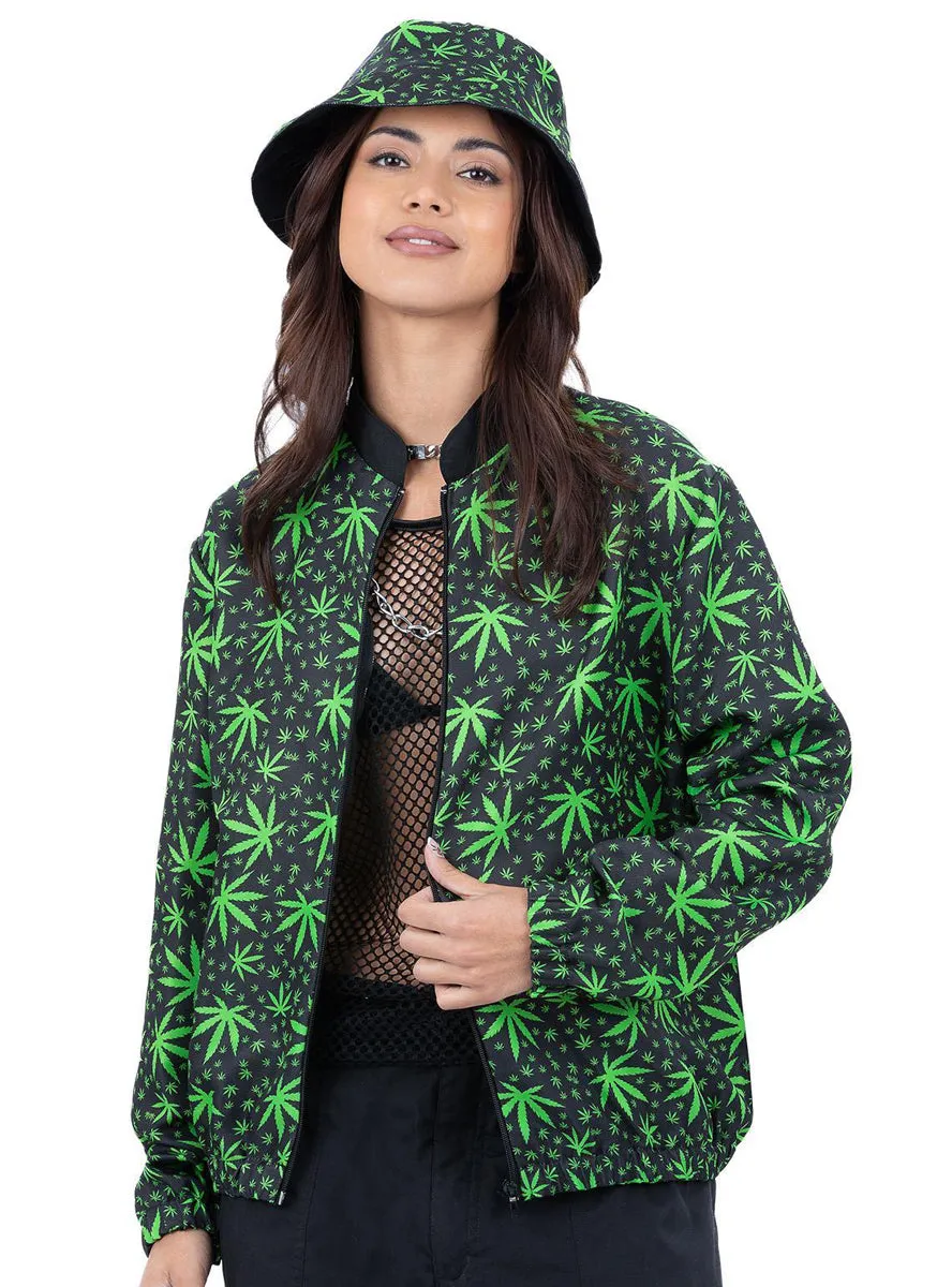 High on Life Womens 90s Green Leaf Costume Jacket