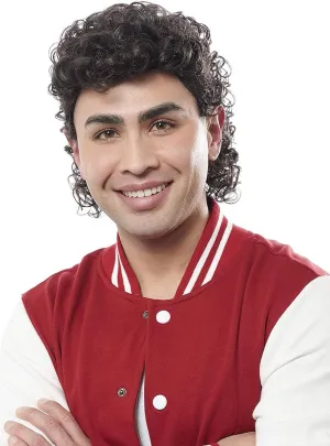 High School Jock Mens Curly Brown 1950s Costume Wig
