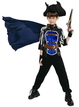 High Seas Blue Pirate Captain Boys Costume