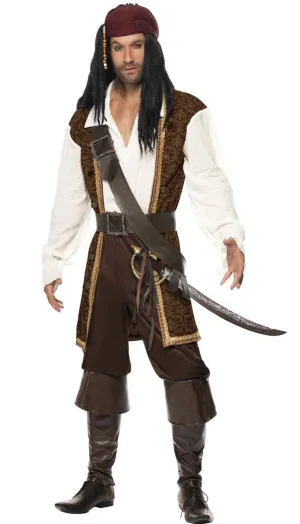 High Seas Pirate Captain Mens Fancy Dress Costume