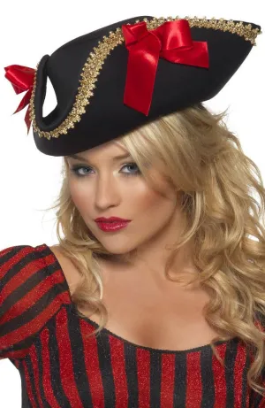 High Seas Pirate Womens Black Costume Hat