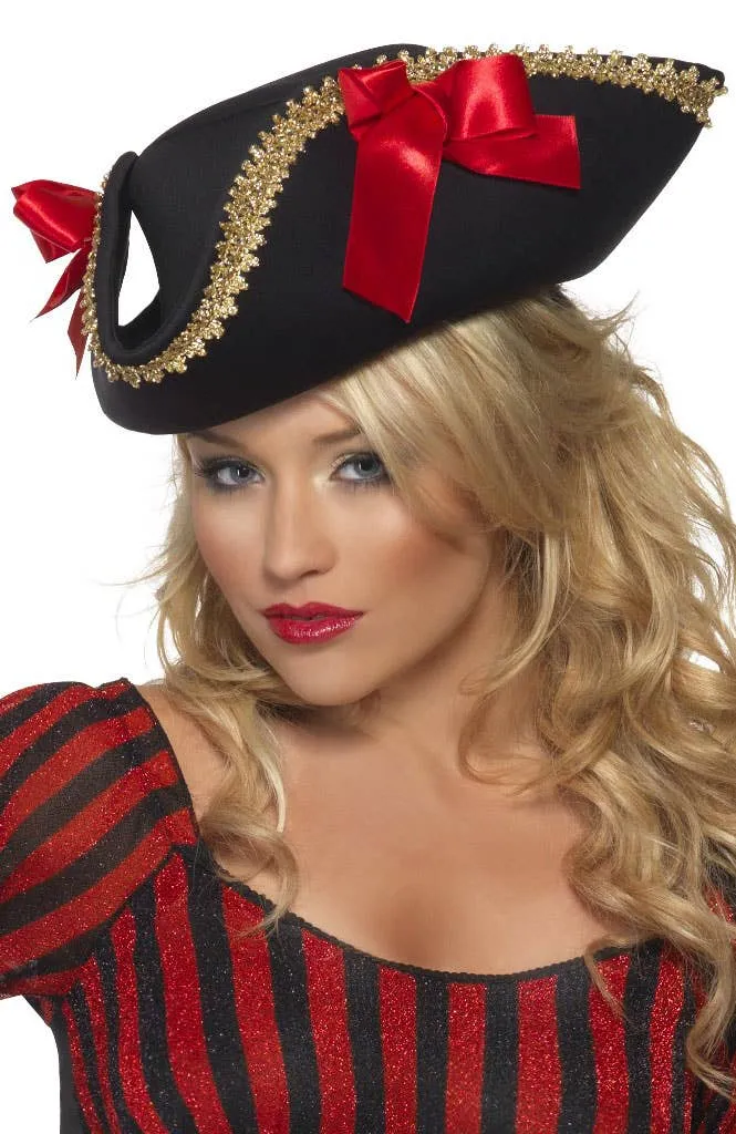 High Seas Pirate Womens Black Costume Hat