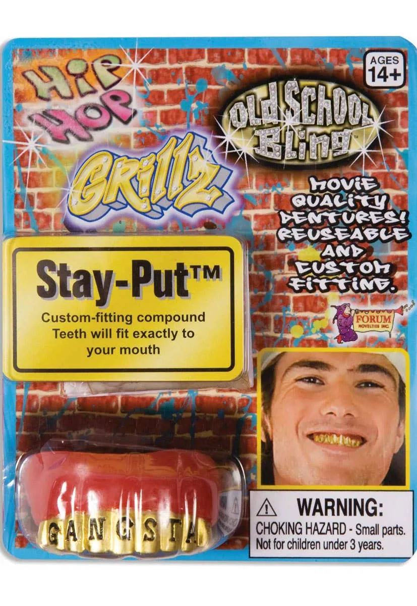 Hip Hop Gangsta Gold Grillz Costume Teeth