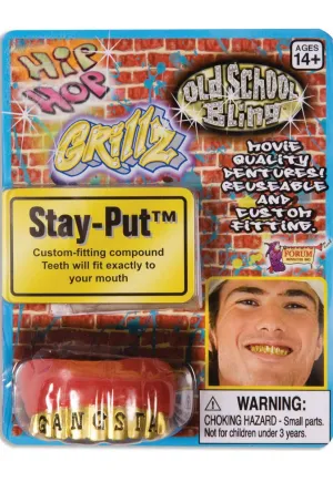 Hip Hop Gangsta Gold Grillz Costume Teeth