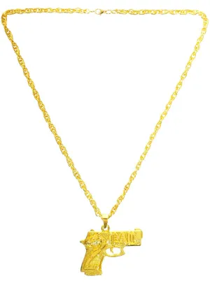 Hip Hop Gold 90s Gun Pendant Costume Necklace