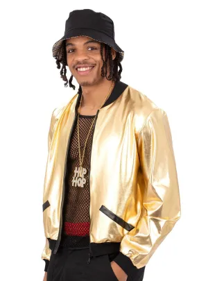 Hip Hop Mens 90s Metallic Gold Costume Jacket