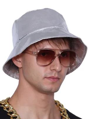 Hip Hop Metallic Silver 90s Costume Bucket Hat
