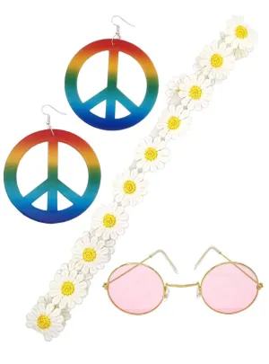Hip Rainbow Peace Hippie Costume Accessory Set