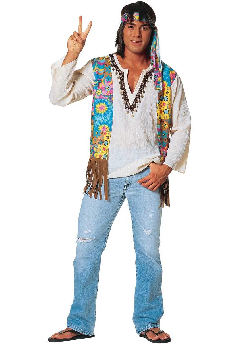 Hippie Dude Mens 1960s Costume Top