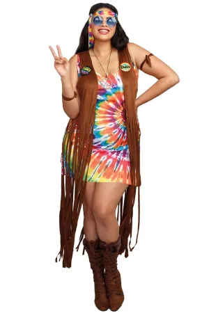 Hippie Hottie Womens Plus Size 70s Costume