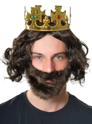 His Majesty Royal Brown Wig, Beard and Crown Kit