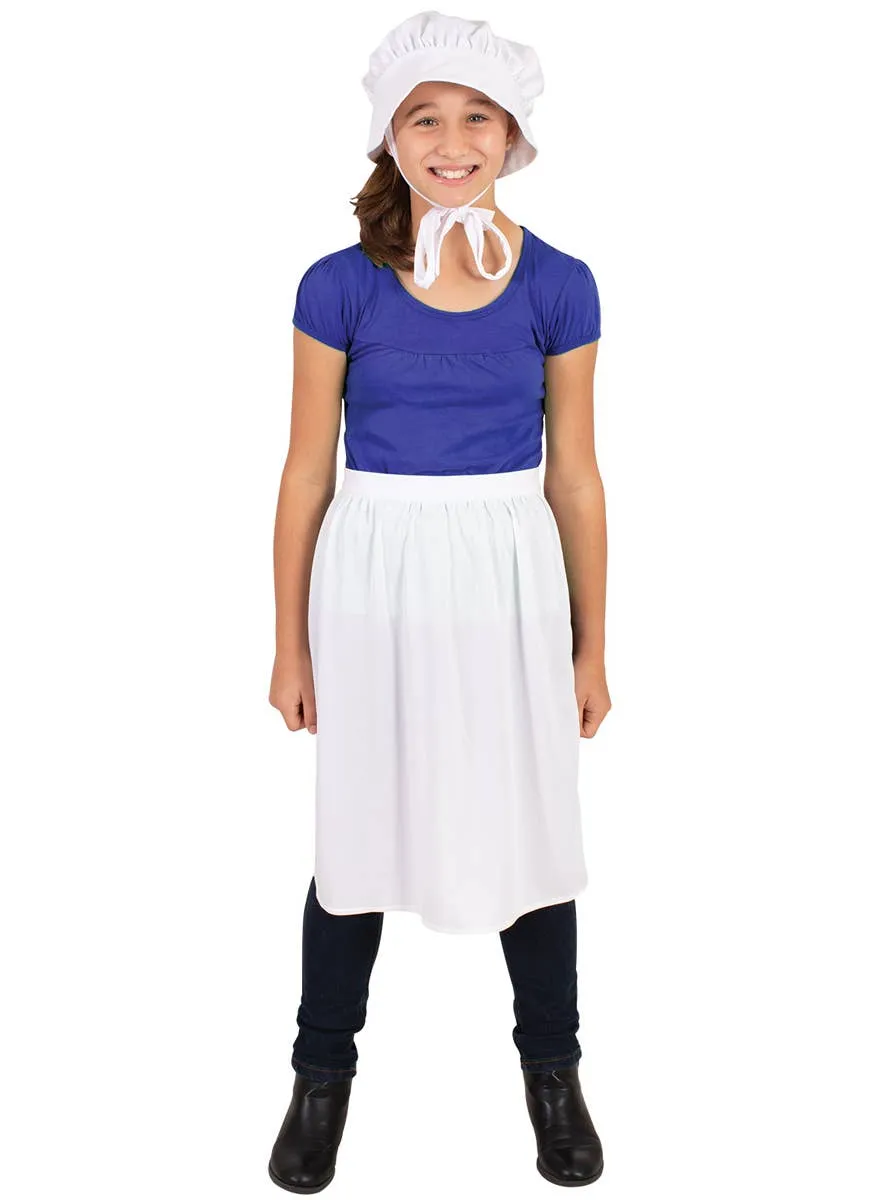 Historical Girls Colonial Bonnet and Apron Costume Set