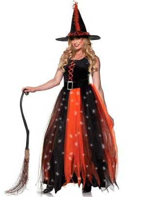 Hocus Pocus Light Up Orange Witch Womens Halloween Costume