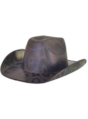 Holographic Black and Silver Cowboy Hat