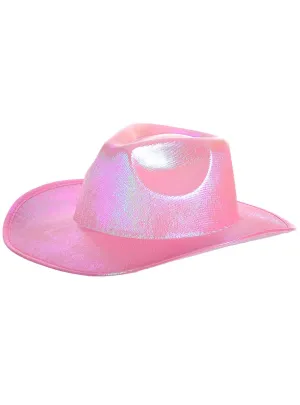 Holographic Pink and Blue Cowgirl Festival Hat