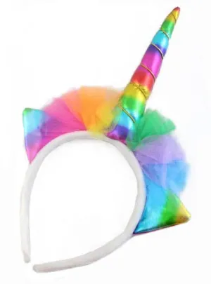 Holographic Rainbow Unicorn Headband Costume Accessory