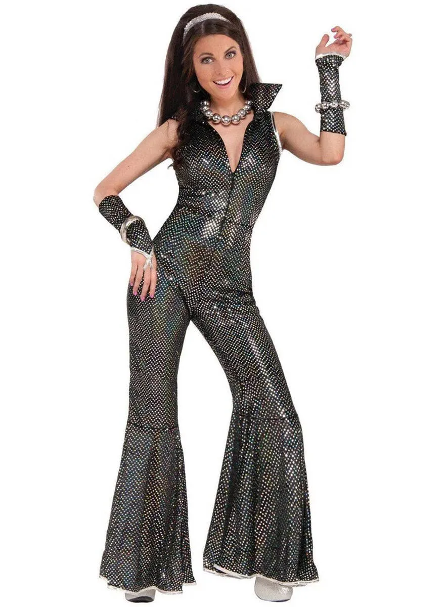 Holographic Silver Womens 1970s Disco Costume