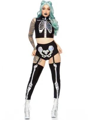Holographic Skeleton Womens Sexy Halloween Costume