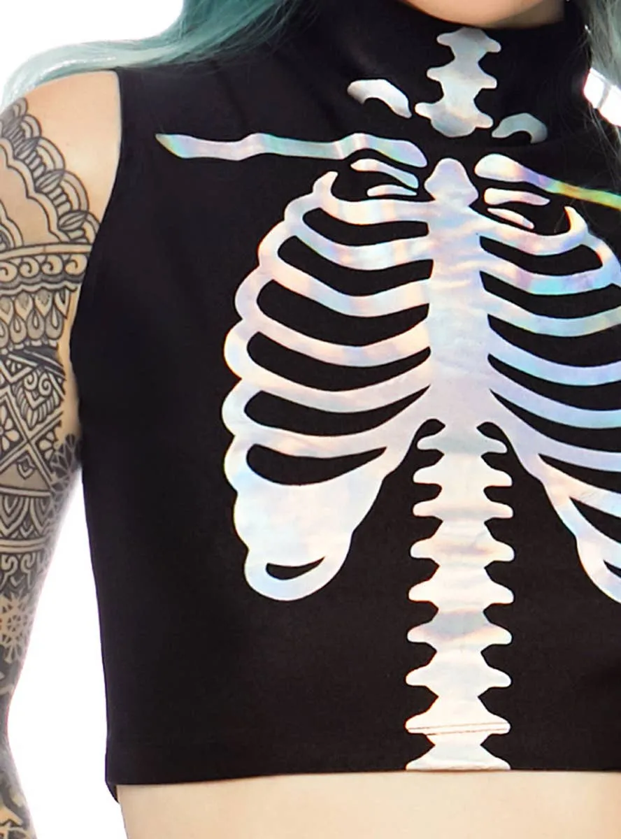 Holographic Skeleton Womens Sexy Halloween Costume