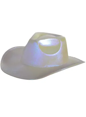 Holographic Yellow and White Cowgirl Festival Hat