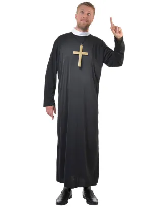 Holy Long Mens Black Priest Robe Costume
