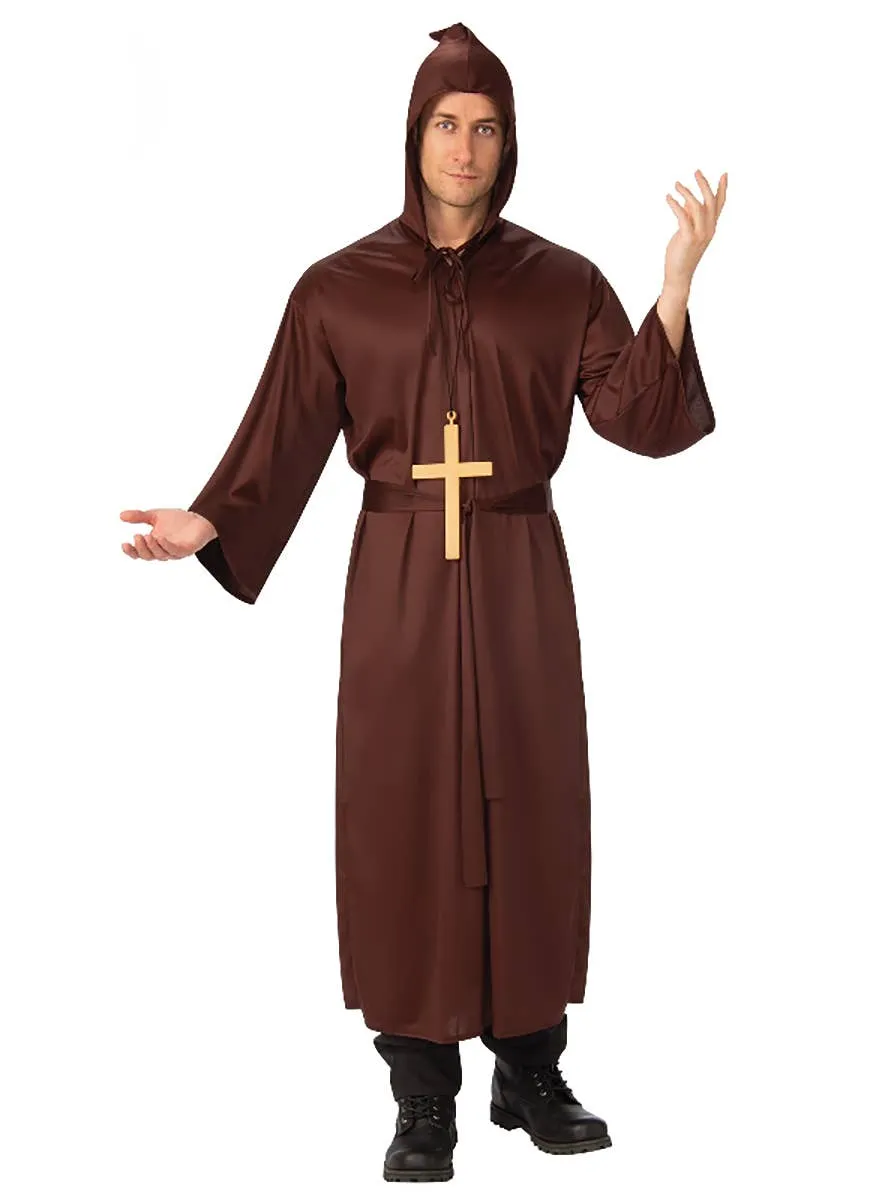 Holy Mens Brown Monk Robe Dress Up Costume