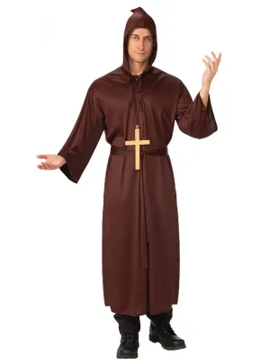 Holy Mens Brown Monk Robe Dress Up Costume