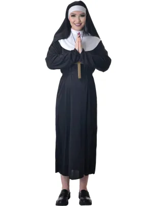 Holy Nun Womens Classic Black Costume Robe and Habit