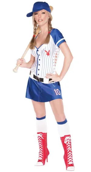 Home Run Hottie Blue Womens Baseball Playboy Costume