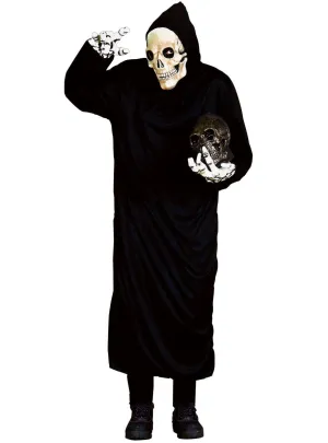 Hooded Black Horror Robe Mens Basic Halloween Costume