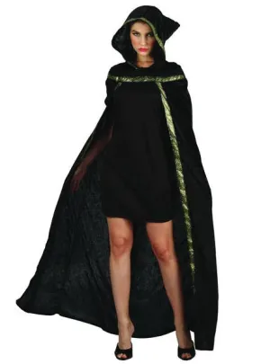 Hooded Black Night Rider Womens Halloween Costume Cape