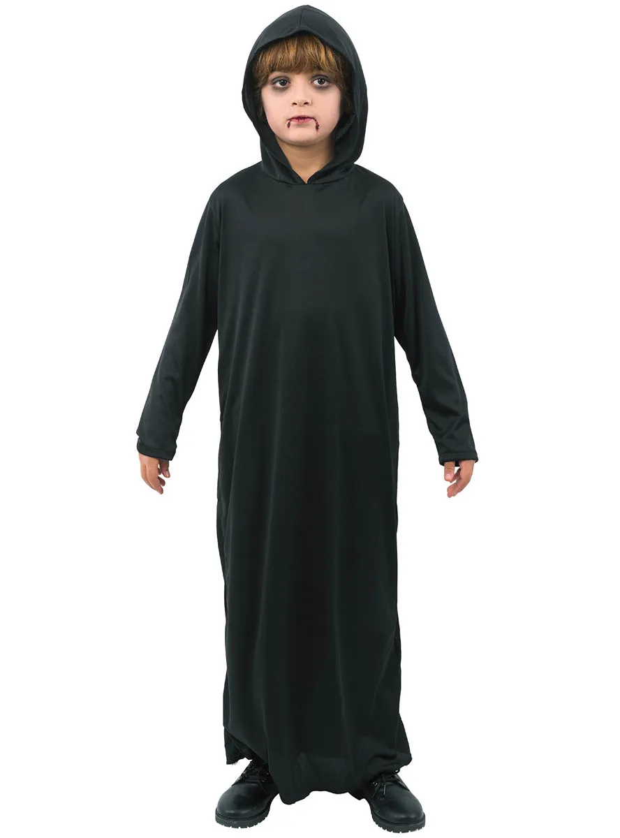 Hooded Black Reaper Boys Simple Halloween Costume