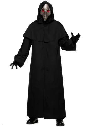 Hooded Black Robe Mens Halloween Costume