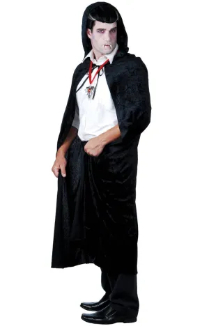 Hooded Black Velvet Halloween Costume Cape