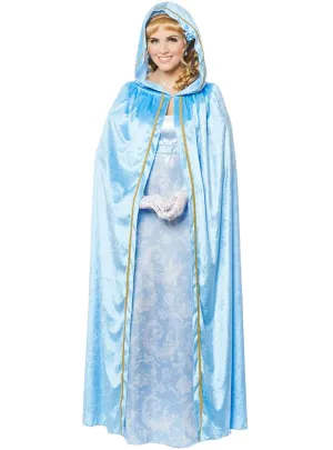 Hooded Blue Velvet Bridgerton Style Womens Costume Cape